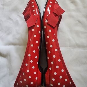 7.5 Classified Red Polka Dot Flats with Bow
